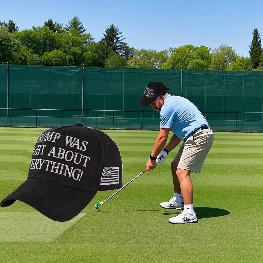 Right About Everything Hat,Man Cap 45-47 Adjustable Baseball Dad Cap,Unisex Men&Women Black Hats with Embroidered USA Flag - Image 4