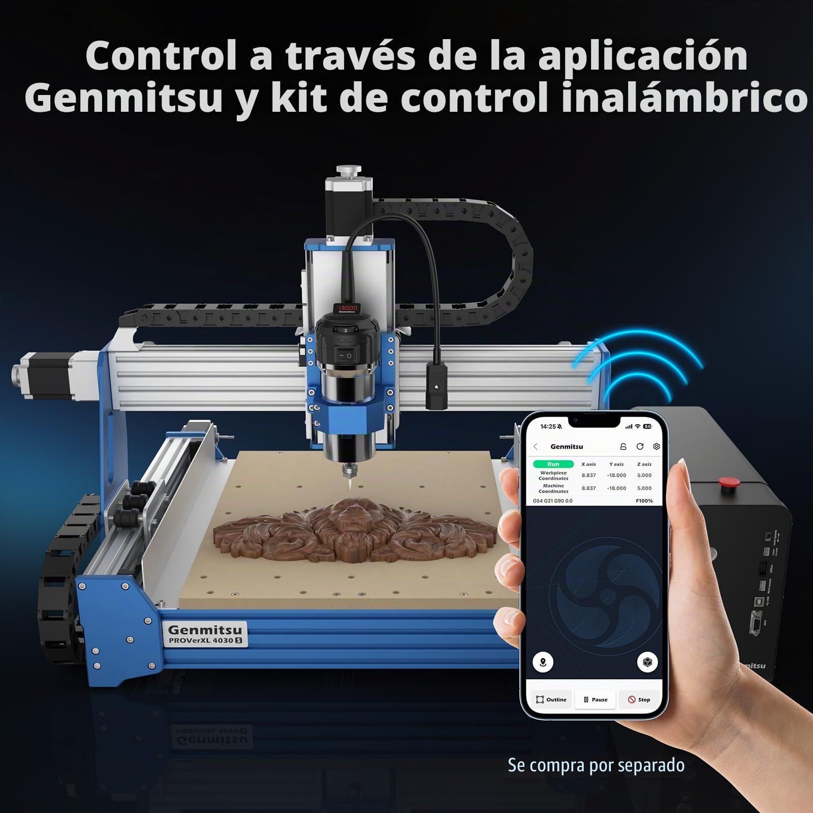 Genmitsu PROVerXL 4030S CNC Fresadora 710W para madera y metal | Máquina de grabado de 3 ejes con MCU de 32 bits, guía lineal, altura Z de 130 mm, control GRBL y soporte para aplicaciones