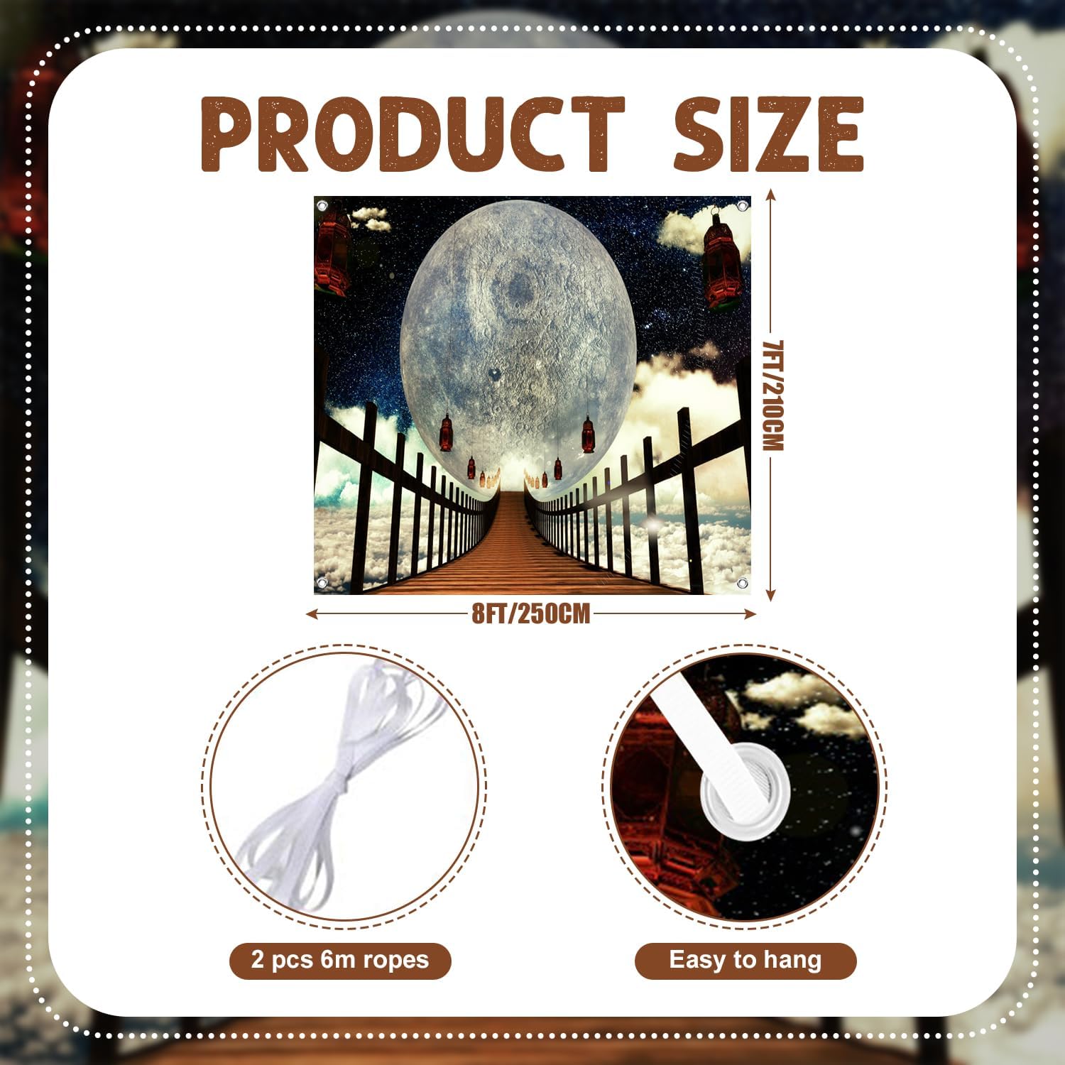 7x8ft Enchanted Moonlit Wooden Bridge Garage Door Decor Giant Lunar Landscape Scene Starry Night Sky Dreamy Garage Door Cover for Magical Mystical Landscape Background Props