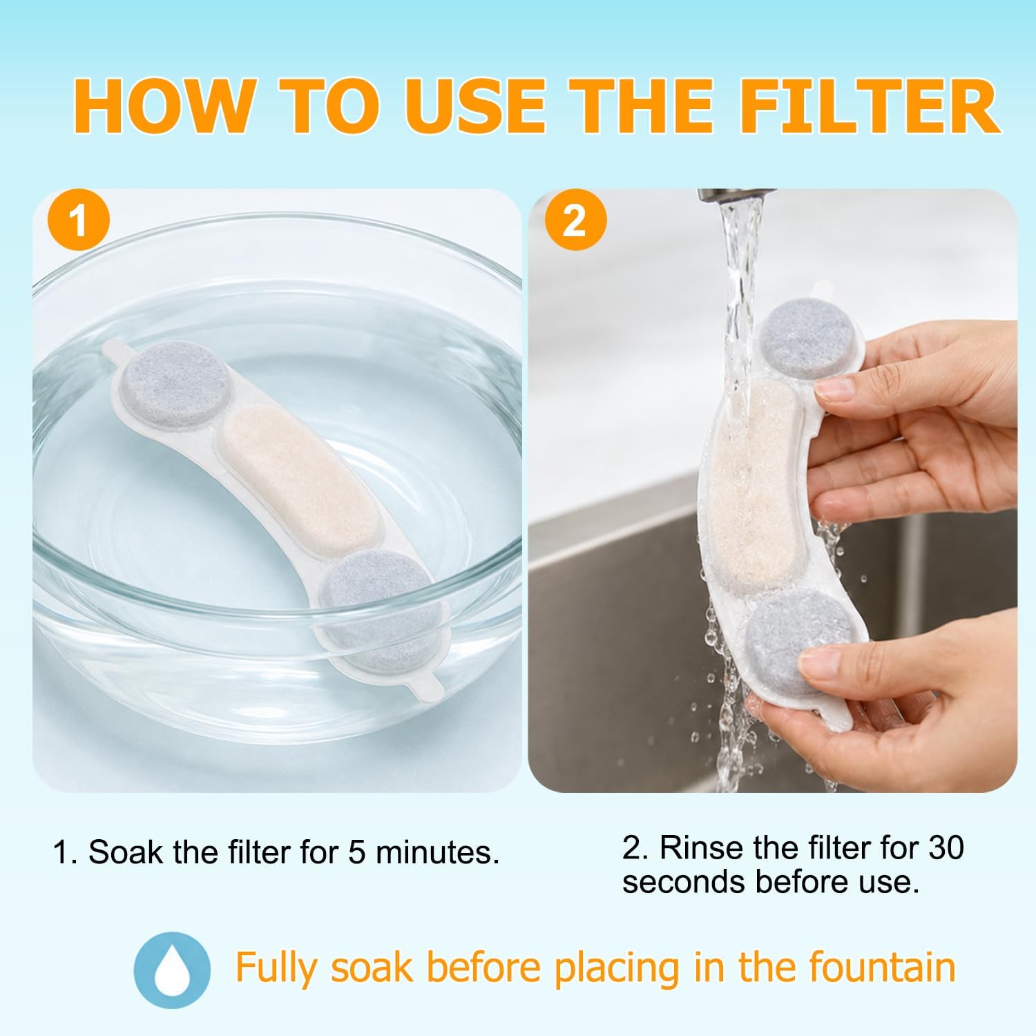 12 Pack Dog Water Replacement Filters Compatible with Smartoo 7L / 236oz / 1.8Gal Stainless Steel Dog Water Fountain, Pet Dog Fountain Filter Replacement,12 Filters + 12 Sponge image 4