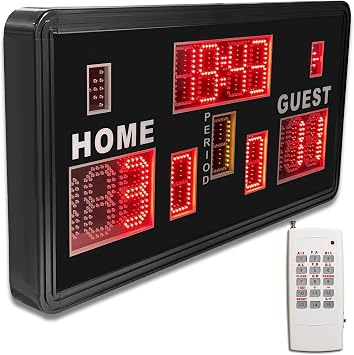 YZ 35 Large Electronic Scoreboard with Buzzer, Wall-Mounted Professional Digital Scoreboard with Remote, Basketball Scoreboard with Timer, Digital Score Keeper for Basketball