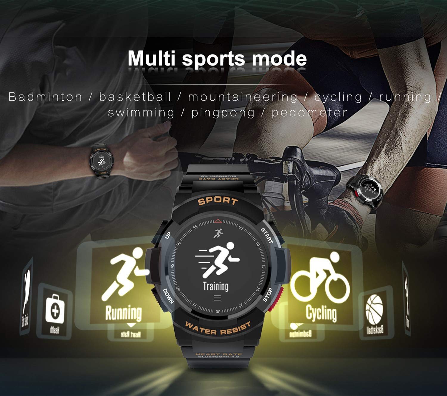 Zegarek do aktywności na świeżym powietrzu, wodoszczelny smartwatch fitness z pulsometrem, licznikiem kroków, licznikiem kalorii, krokomierzem (srebrny)