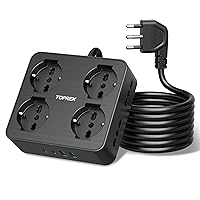 TOPREK Ciabatta Multipresa Elettrica con 8 Prese Universali ITA 10/16A e Schuko