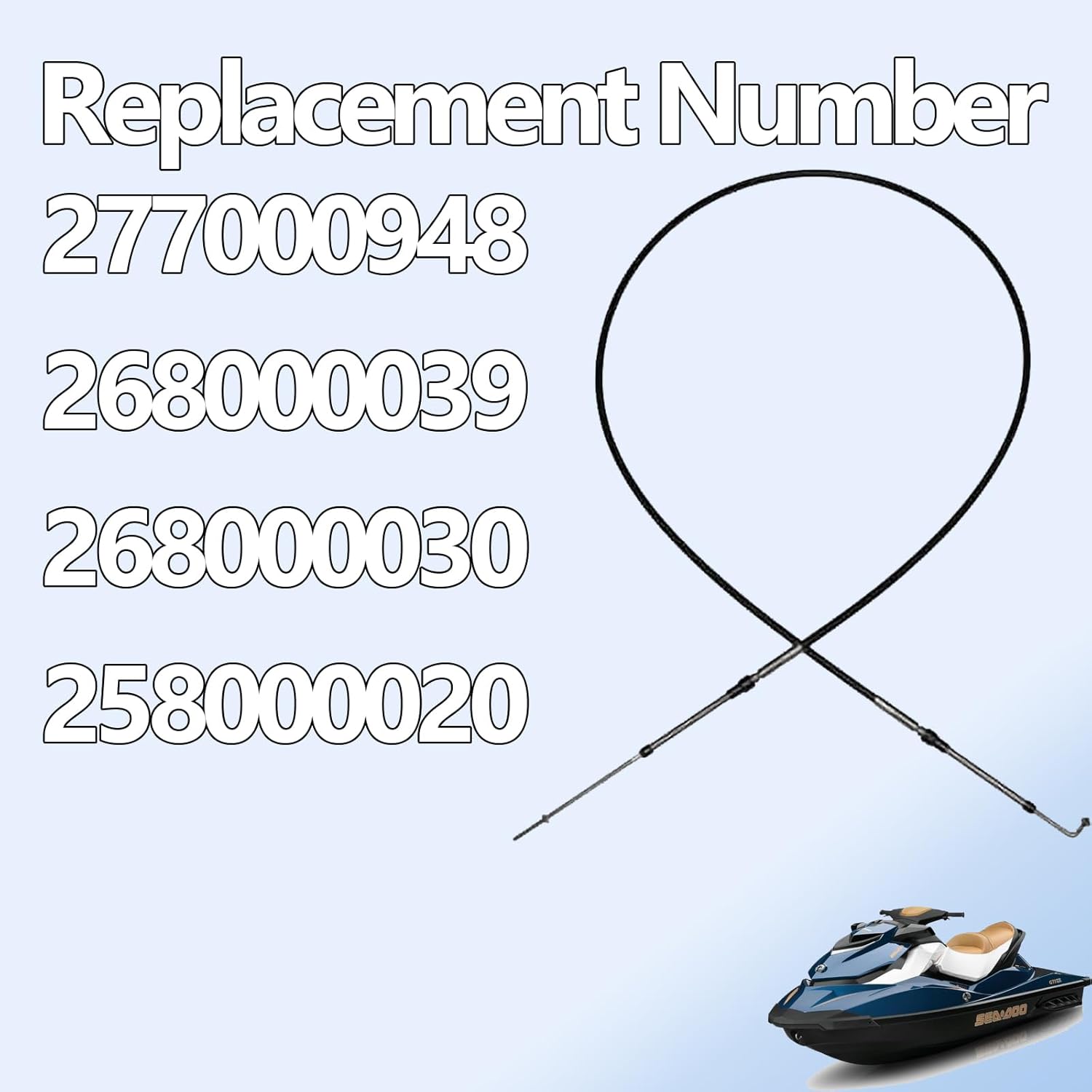 Reverse Cable Compatible with Sea Doo GTX 4-Tec DI RXT 2002 2003 2004 2005 2006 2007 2008 2009, Replace 277000948 268000039 268000030 268000020