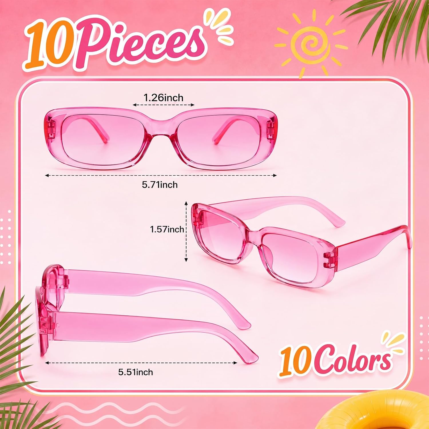 Frienda 2/3/10 Pairs Rectangle Sunglasses Women