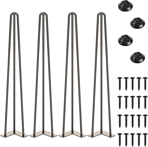 Miniatura 24 de SMARTSTANDARD Patas de mesa de horquilla de 24 pulgadas, 3 varillas de acero con diámetro de tubo de 1/2 pulgada, capacidad de carga de 800 libras