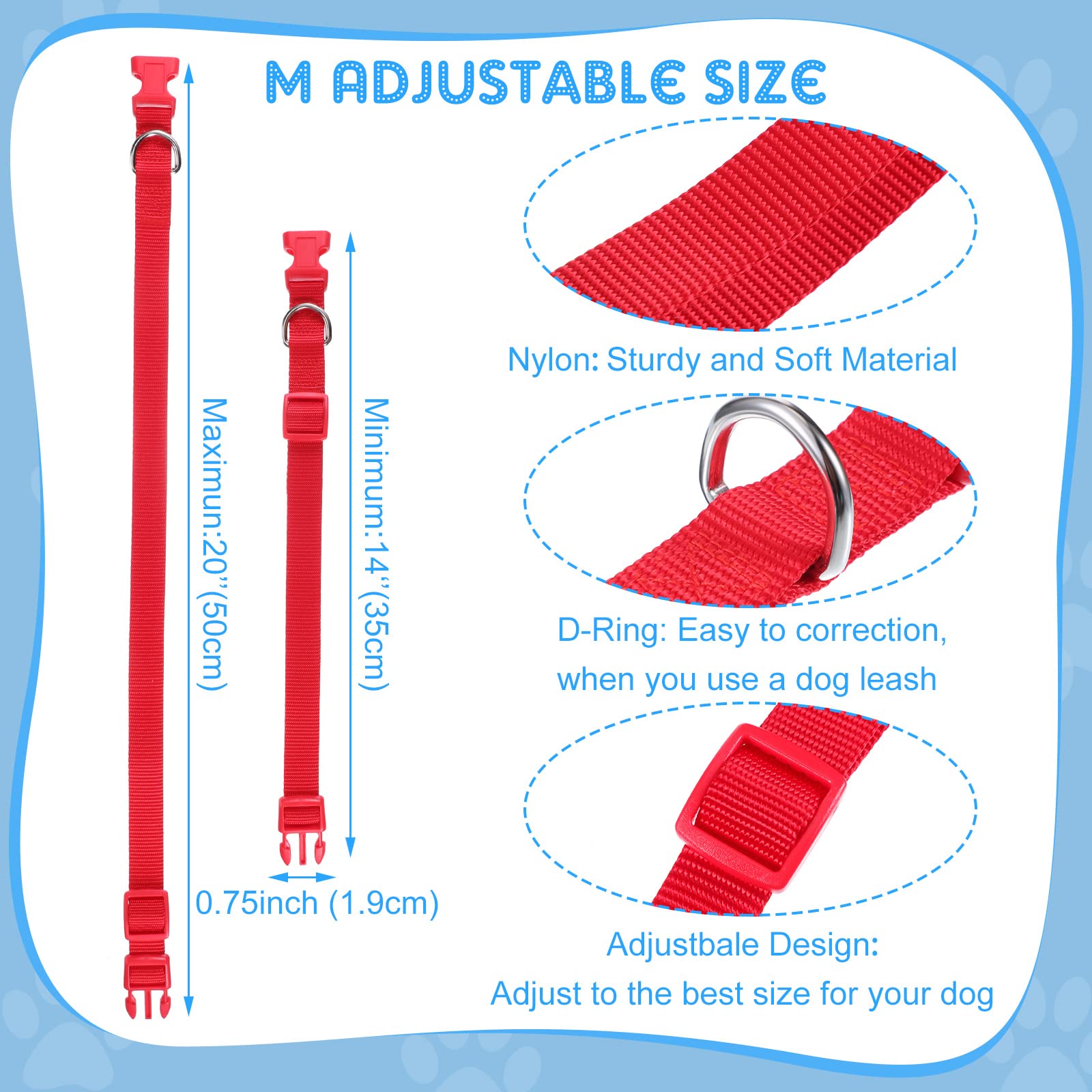 18 Stück verstellbares Hundehalsband, 9 Farben, Nylon, Haustierhalsband, weiches Neopren, gepolstertes Halsband mit Schnalle, mittelgroße Hundehalsbänder für mittelgroße Hunde, mittlere Größe