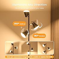 Vista 5 de SIBRILLE 36W LED Tree Floor Lamp, Dimmable Tall Standing Lamp with Remote & Touch Control, 4 Color Temperatures Bright Floor Lamp, 3 Rotatable Light