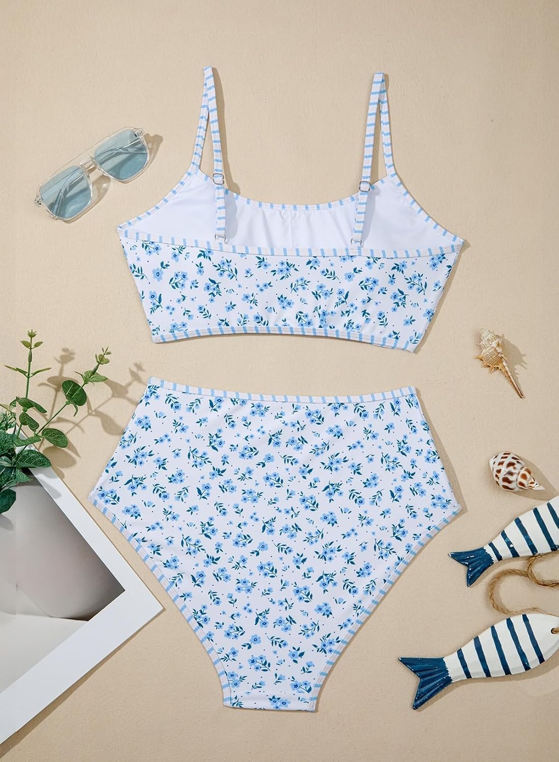 Herseas Women's Floral Print Bikini Sets Two Piece Swim Suits 2026 High Waisted Scoop Bathing Suits - Image 4