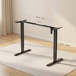 HUANUO Electric Standing Desk Frame,4 Memory Height Settings Height Adjustable Table Legs, Sit Stand Desk Frame Up to 47.2", Ergonomic Adjustable Desk Base Workstation, Black Frame Only