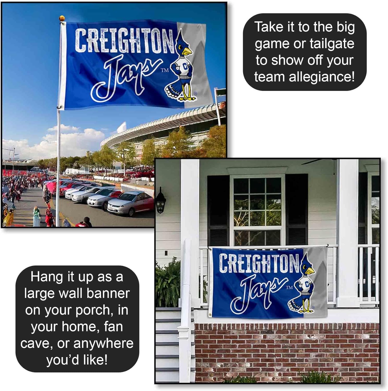 Creighton Bluejays Mascot Large Grommet Banner Flag