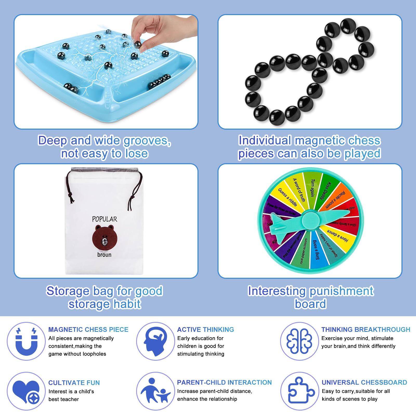 Jeu D'échecs Magnétique De Voyage - Plateau Tournant Avec 20 Pièces, Idéal Pour Famille Et Enfants - 9