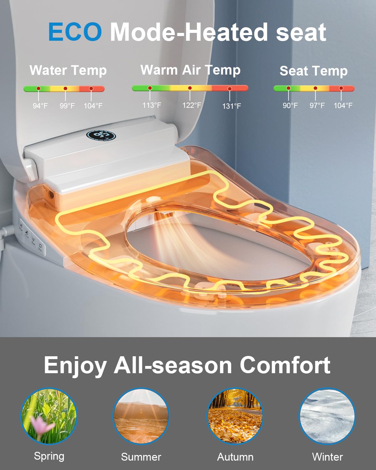 bidet round seat open klows TOTTE Auto Open/Close Lid Bidet Toilet Seat Round, Smart Toilet Seat with  Instant Warm Water Heated Bidet Seat & Warm Air Dryer, Multiple Wash  Methods, Remote Control, ECO Mode
