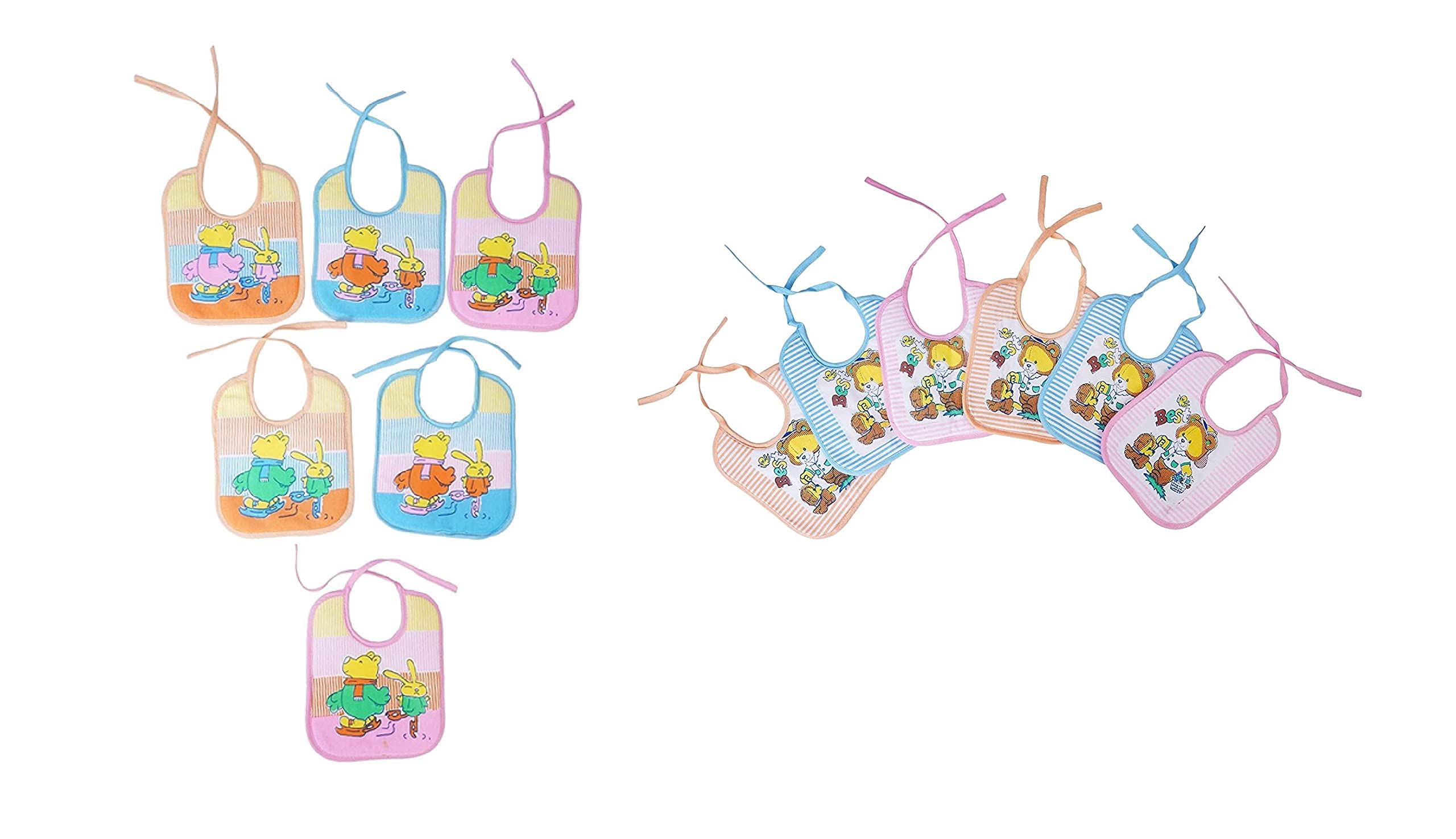 Soft Cotton Washable & Reusable Multicolor Highly Absorbing/Comfortable and Easily Adjustable Feeding Bibs In Apron Style For Babies,Toddlers,Infants-image-49