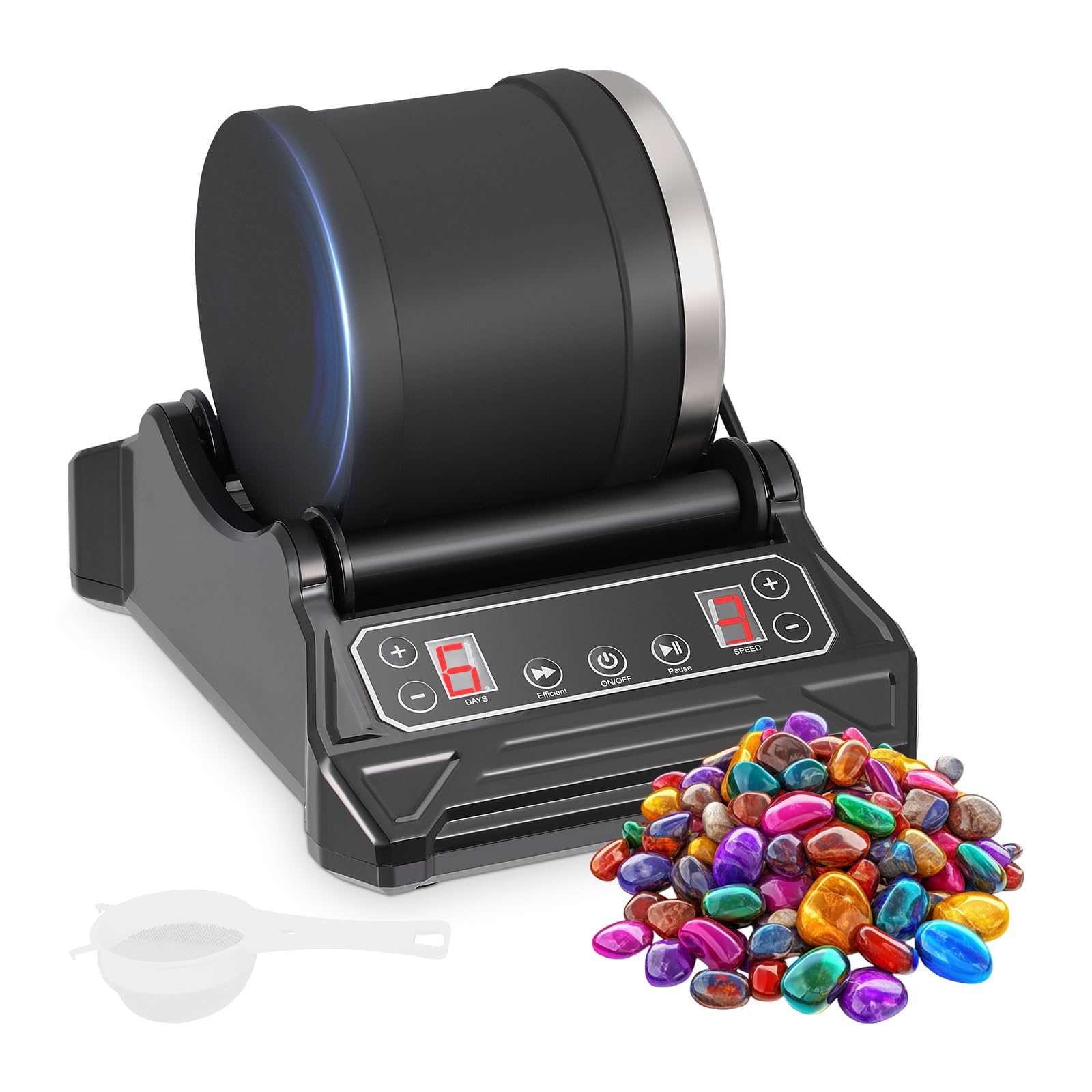 Rock Tumbler Kit with Digital Timer, Speed Control and Leak-Proof Barrel