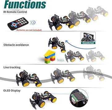 Adeept Smart Car Kit Compatible with Raspberry Pi Pico, Line Tracking, Obstacle Avoidance, Colorful Light, DIY STEM IR Remote Controlled Educational Robot Car Kit with MicroPython Code and Tutorials