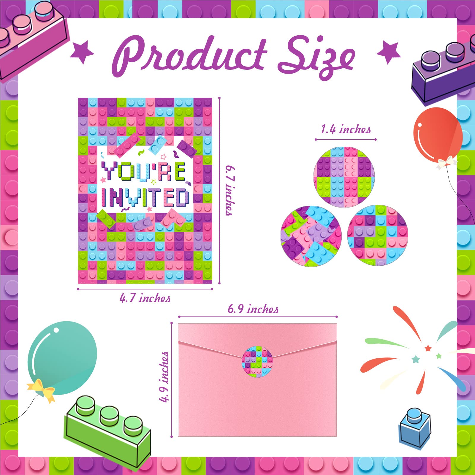 Simple Blocks Birthday Party Invitations Amazon.com : Wiooffen