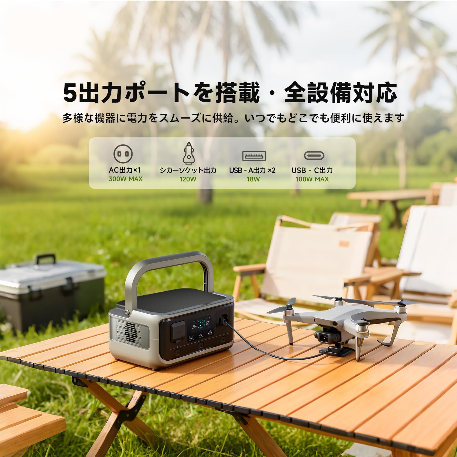 Amazon.co.jp: ALLPOWERS VOLIX P300 ポータブル電源 と 100W