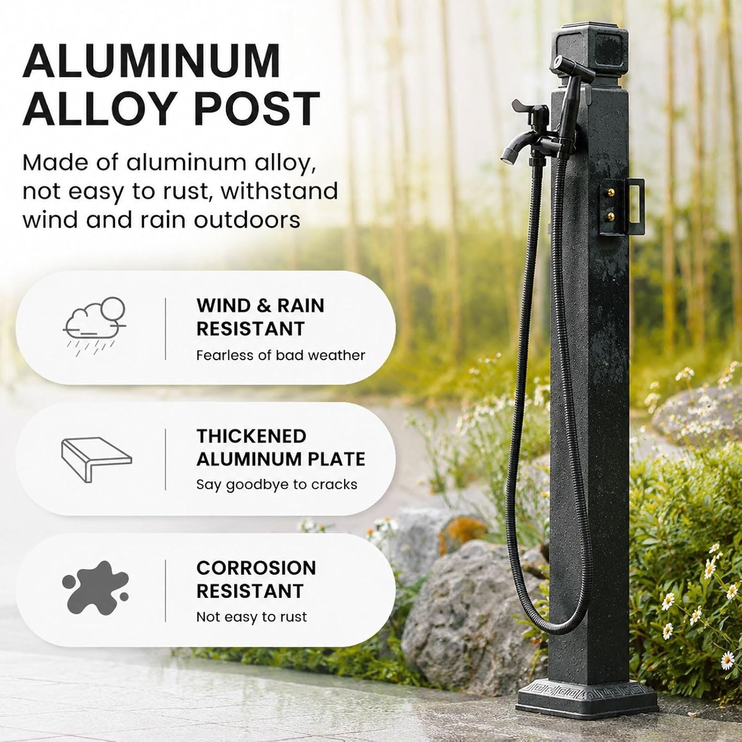 Stainless Steel Garden Water Column Hose Stand with Faucet - Durable Outdoor Watering Solution for Garden, Patio, and Lawn, Easy Installation, Stylish Design