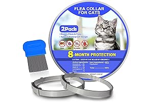8-Month Flea & Tick Collar Natural Protection for Kittens with FREE Comb,...