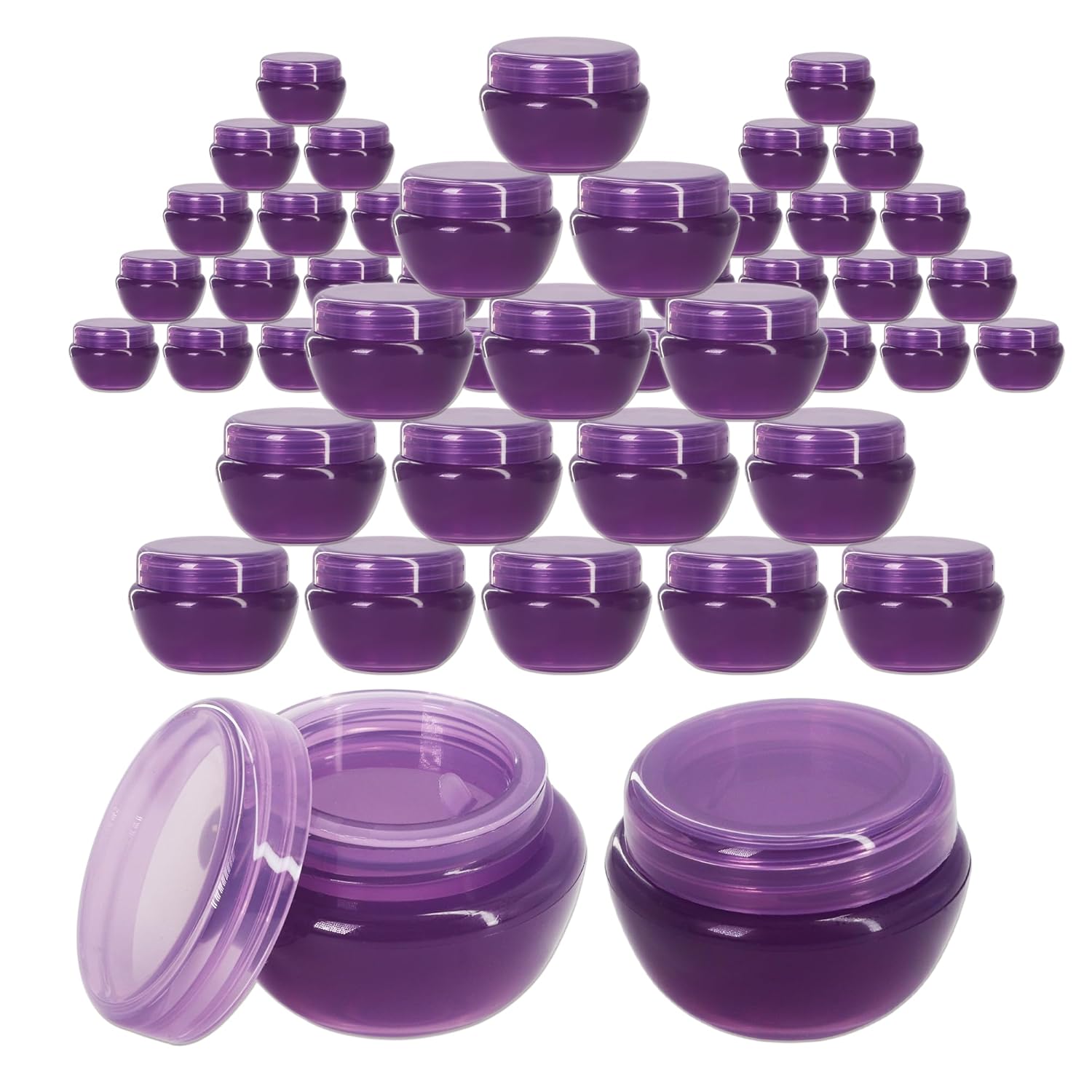 Beauticom® 10G/10ML (48 Pieces, Dark Purple) Frosted Container Jars with Inner Liner for Scrubs, Oils, Salves, Creams, Lotions, Makeup Cosmetics, Nail Accessories, Beauty Aids - BPA Free