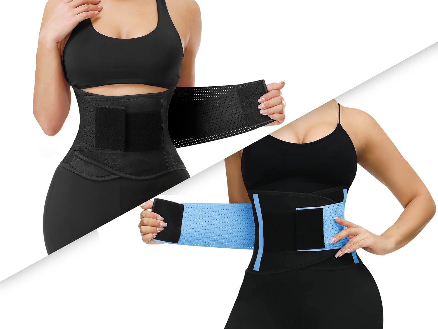 VENUZOR Waist Trainer for Women BLACK&BLUE(UP Graded) - Waist Cincher Trimmer - Slimming Body Shaper Belt - Sport Girdle Belt