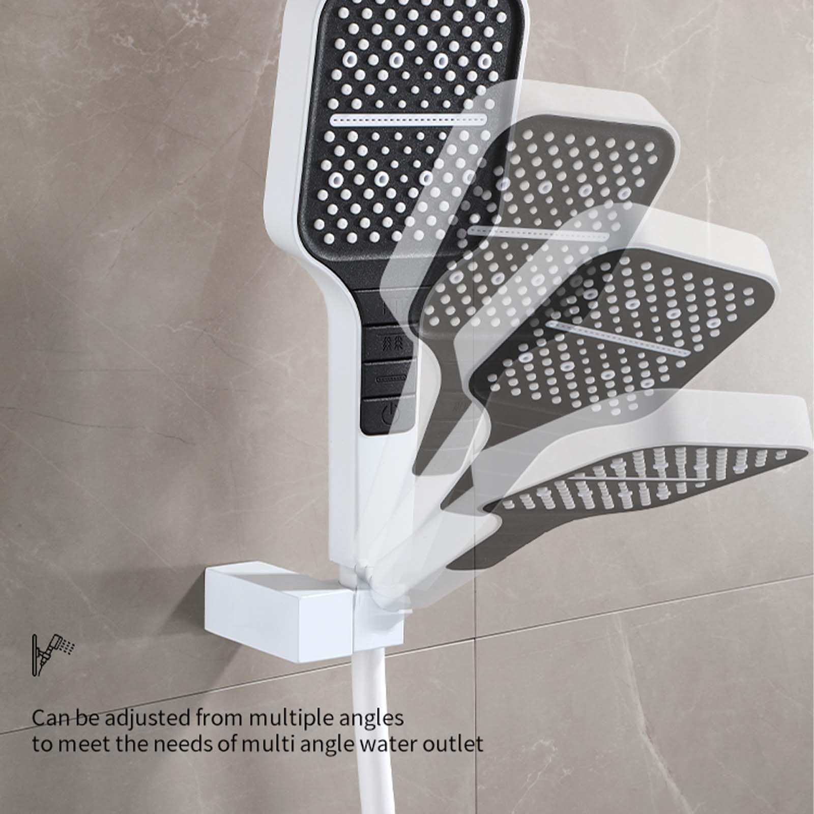 Soporte Ducha Pared Blanco Soporte Alcachofa Ducha Latón Soporte Ducha Rotación de 360° Soporte de Ducha Instalación de Perforación Soporte para Ducha Enchapado Soporte Cuadrado Ducha Barra