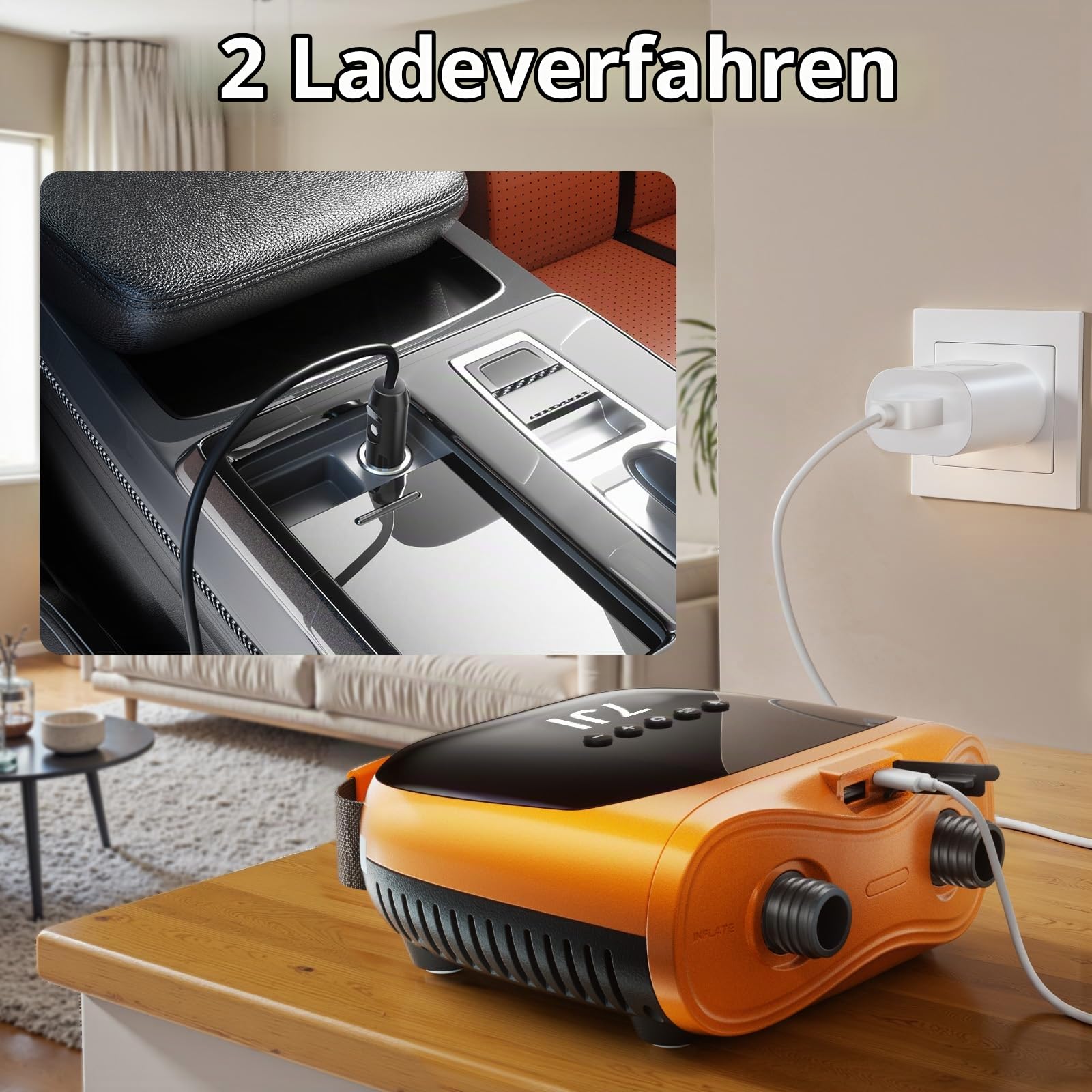 SUP Pumpe Elektrisch, 20 PSI Wiederaufladbare Luftpumpe 12V DC