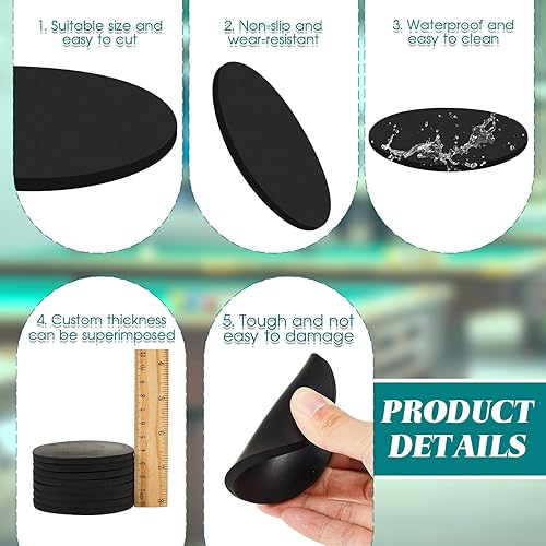 Miniatura 10 de Haull 50 unidades de cuñas para patas de mesa de billar de 3 pulgadas de diámetro, nivelador de mesa de billar, almohadillas para mesa de billar