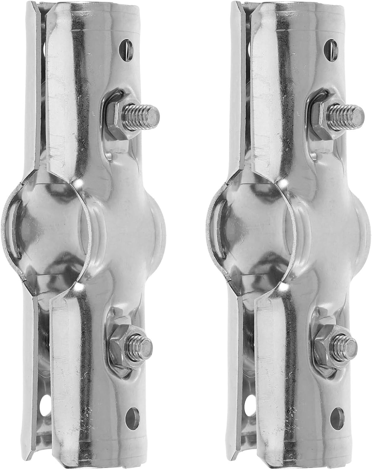 Toyvian 2pcs Stainless Steel Greenhouse Pipe Connector Clamps 25mm T-shaped Three-way Tube Adapter Metal Pipe Fitting for Farm and Garden Structures