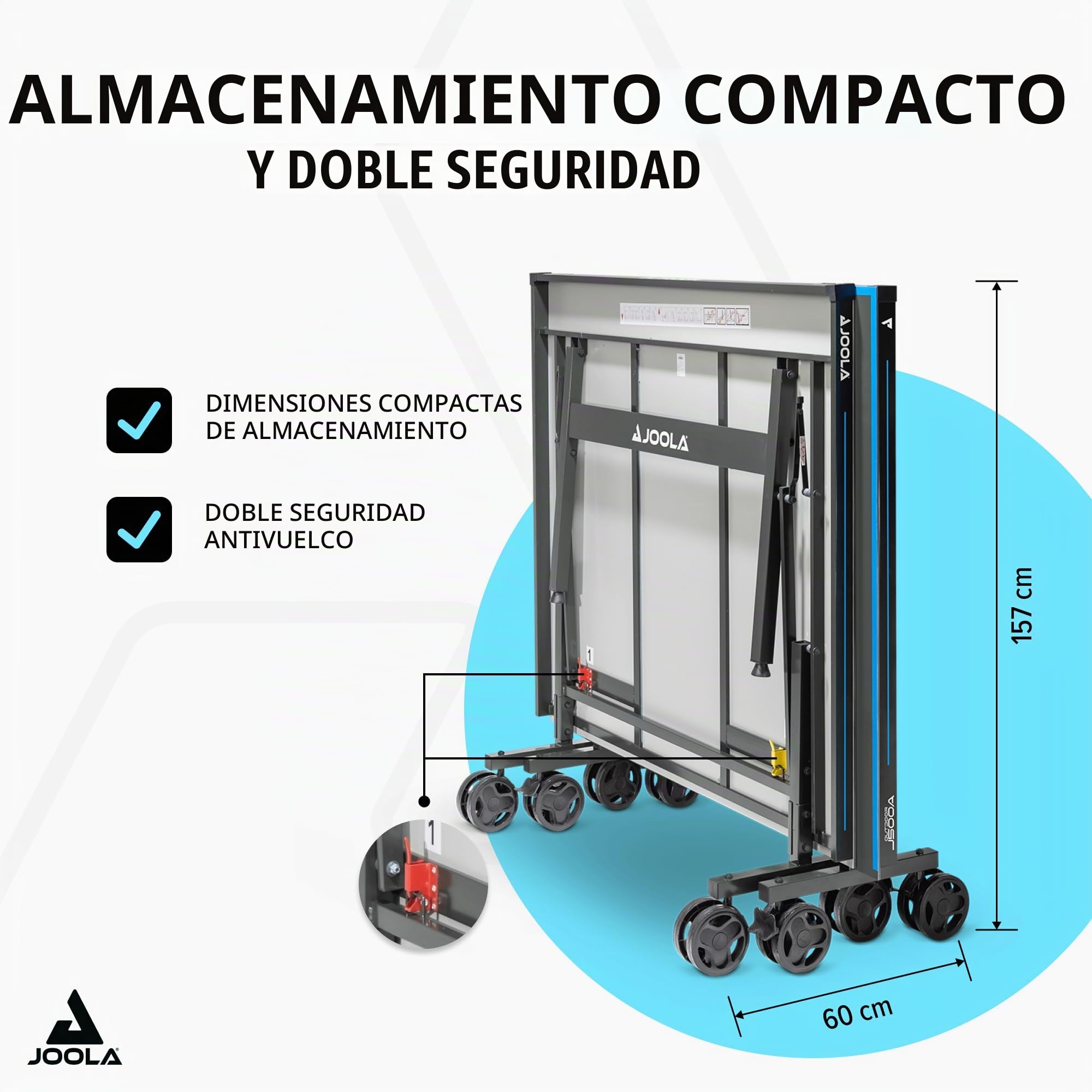 JOOLA Mesa de Ping Pong de Aluminio para Exteriores, Resistente a la Intemperie, con Cubierta de Mesa, Estructura Plegable, Montaje rápido, Incluye Red Gris/Azul, 274 x 152,5 x 76 cm