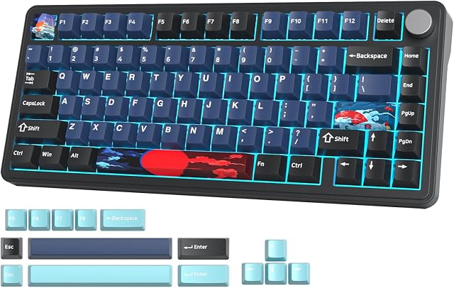 Fogruaden M75 Wireless Creamy Keyboard 75% Mechanical Gaming Keyboard, Hot Swappable Custom Keyboard, RGB Backlit, Gasket, Pre-lubed Linear White Switches, Bluetooth/2.4GHz/USB-C, Five-Layer Pad&Knob