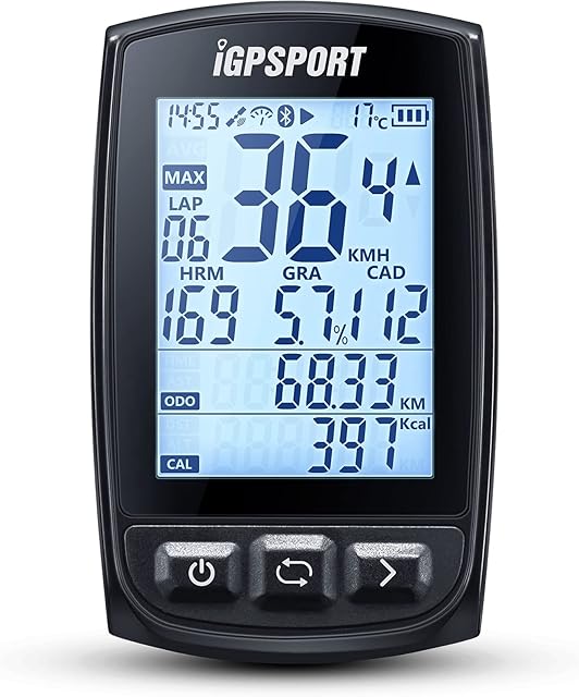iGS50S GPS Bike Computer,IPX7 Waterproof Wireless Cycling Computer,Compatible with ANT+ Sensors,Speedometer Odometer MTB Tracker fits All Bikes