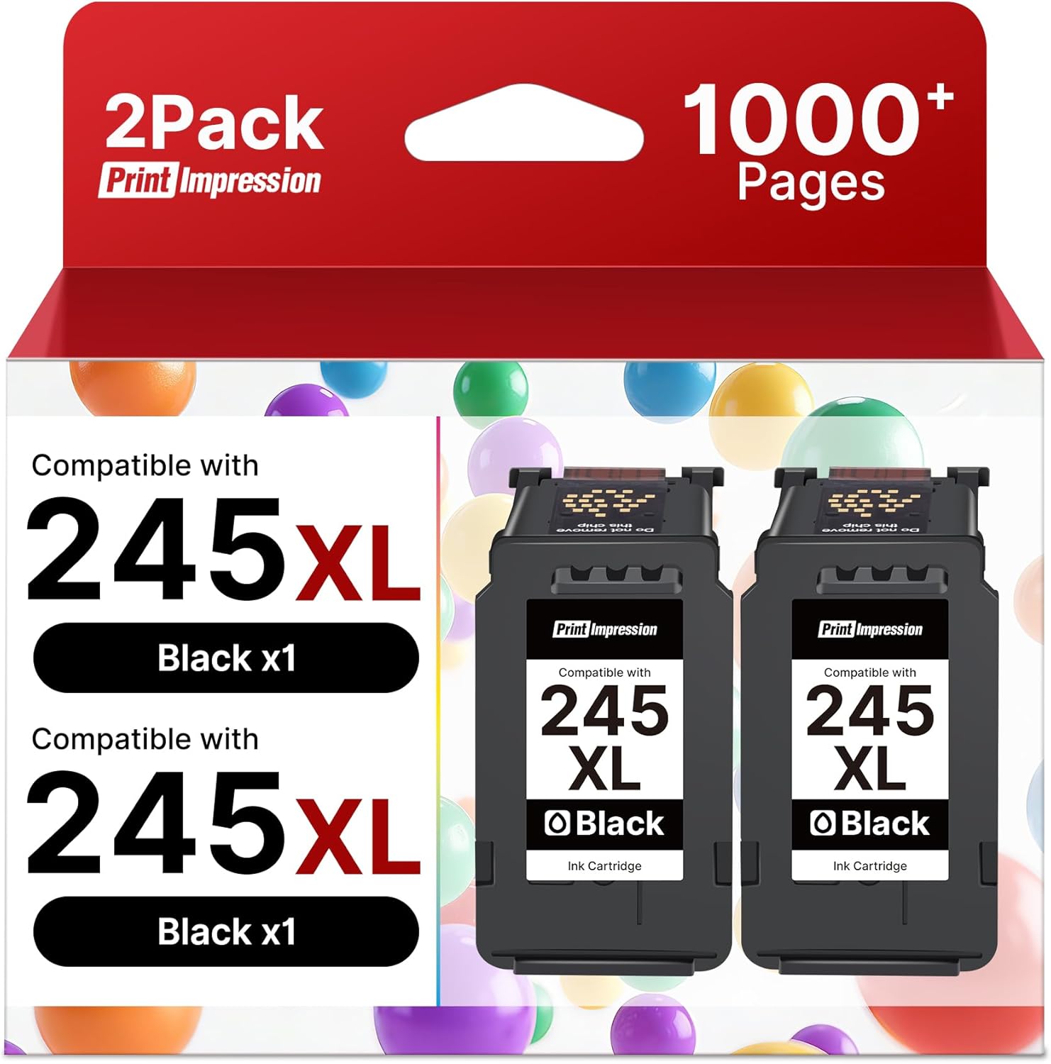 245XL Ink Cartridge (2Pack) Replacement for Canon 245XL Black Ink for Canon 243 Black Ink Work with Canon MG2522 Printer Ink Cartridges PIXMA MX490 MX492 TR4520 TR4500 TS3322 TS3122 TS202 TS302 MG2500