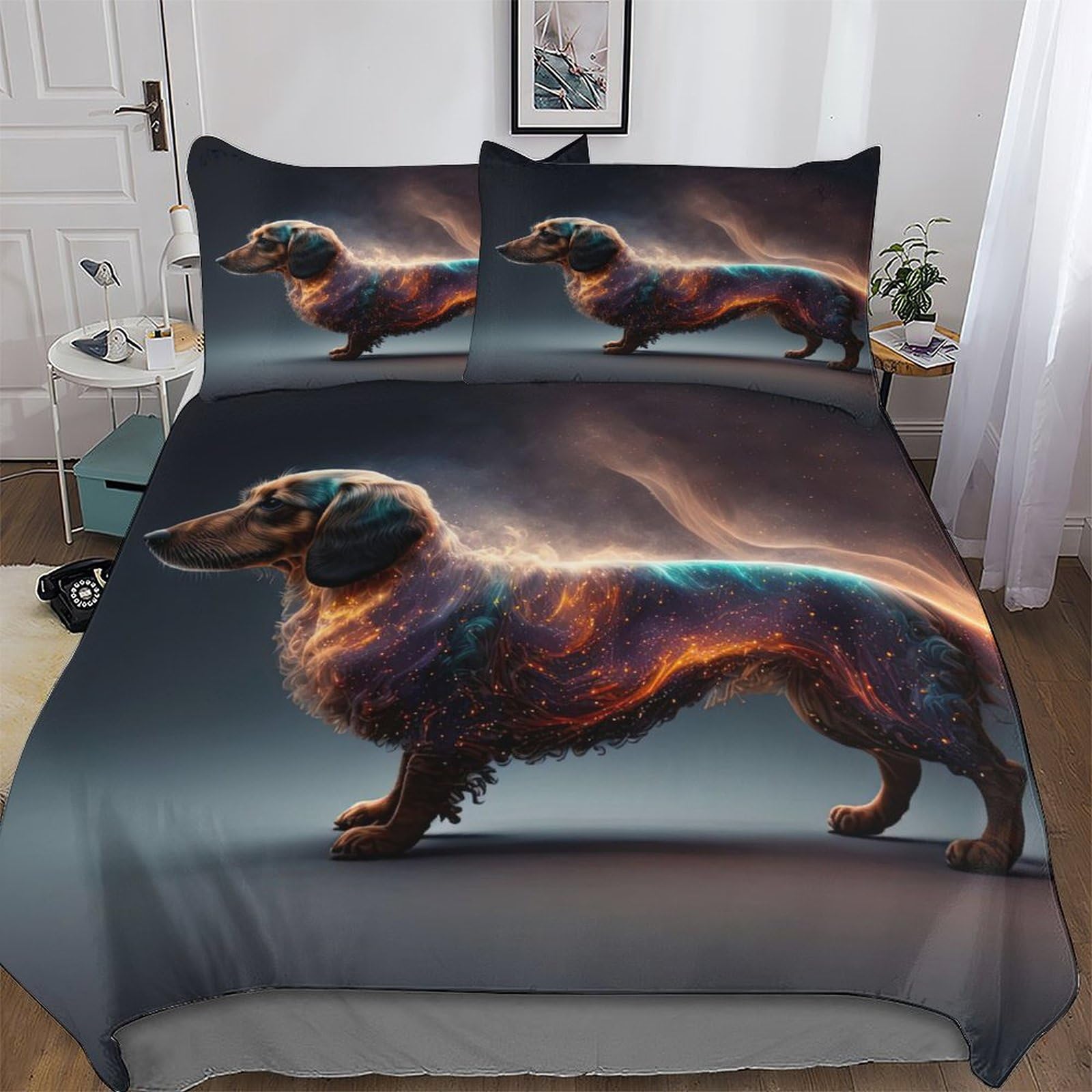Teckel parure de lit haut de gamme housse de couette 220x240cm finition soignée microfibre premium