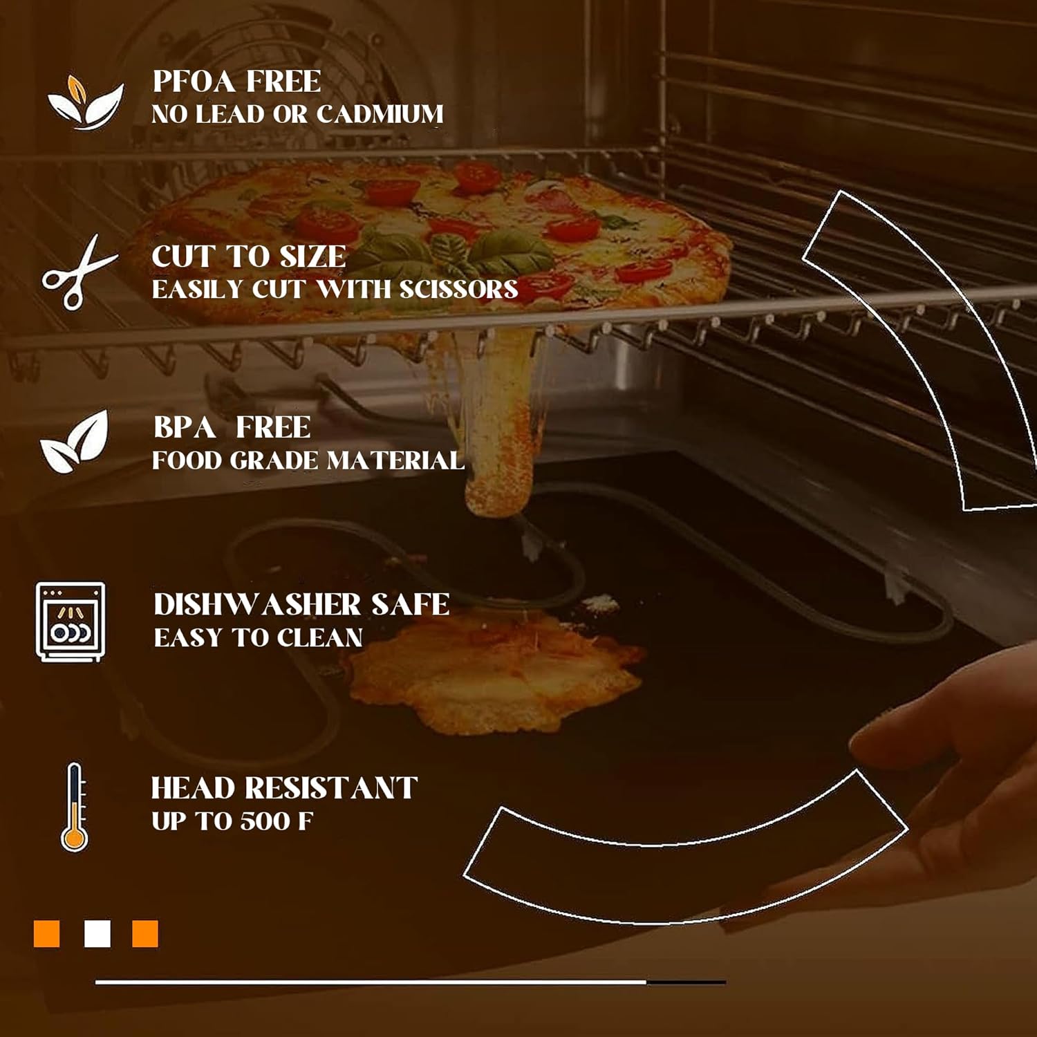 Pack of 3 Large Heavy Duty Oven Liner, 40cm x 32cm 0.3mm Extra Thick Teflon Oven Liners for Fan Assisted Ovens, Non Stick BBQ Grill Mat Suitable for Ovens, Grills, & Stove (50 * 60)