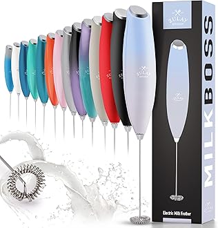 Zulay Powerful Milk Frother for Coffee with Upgraded Titanium Motor - Handheld Frother Electric Whisk, Milk Foamer, Mini Mixer and Coffee Blender Frother for Frappe, Latte, Matcha, No Stand - Cloud