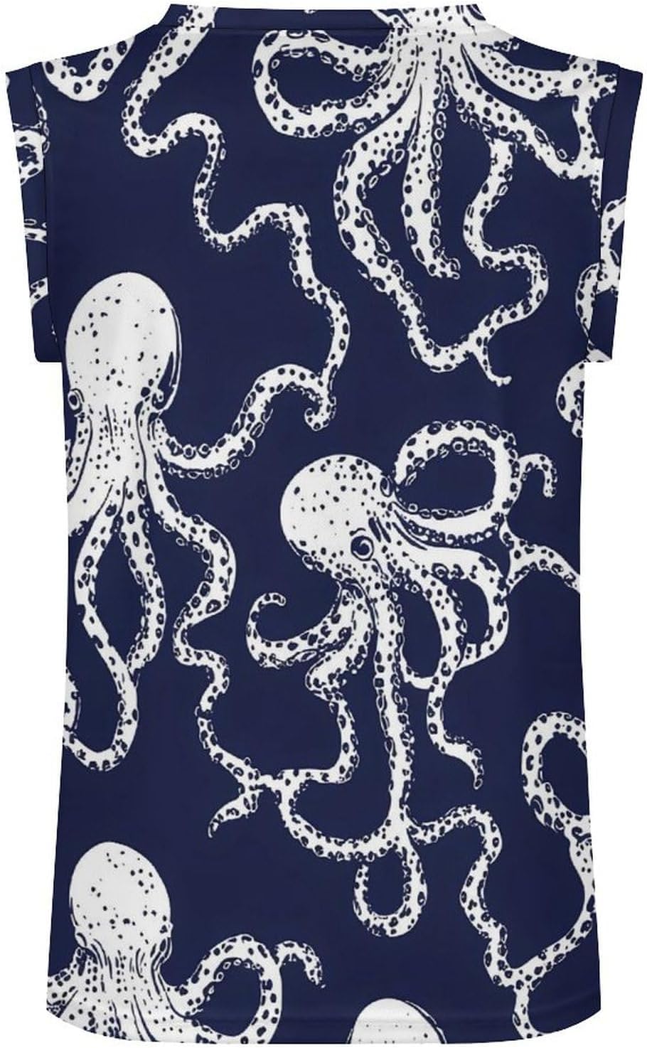 Octopuss Dark Blue Men's V-Neck Basketball Tank Top Sleeveless Workout Tank Shirts Gym Fitness Tees Vest