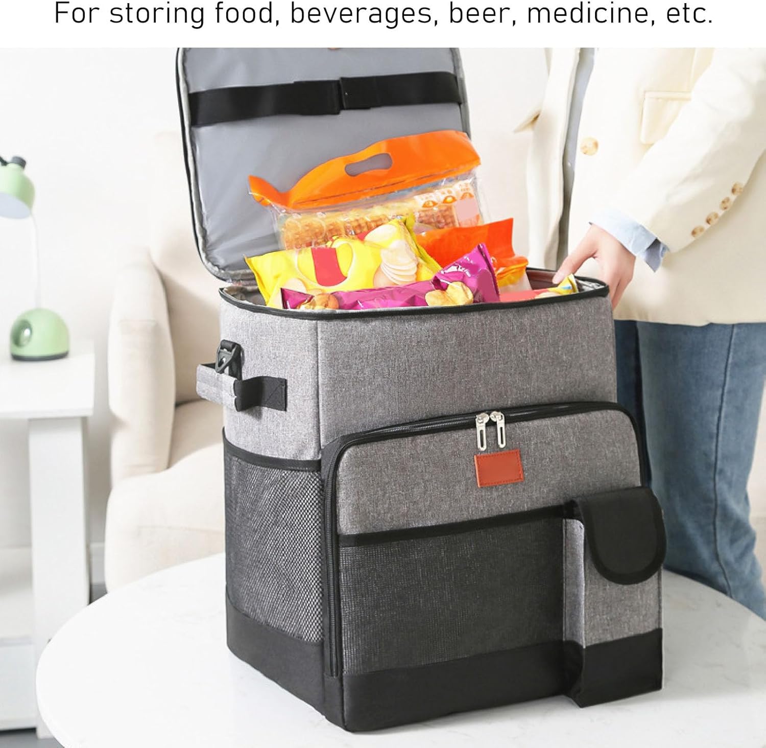 35L Rolling Cooler Bag, Insulated Leakproof Portable Soft Rolling Cooler with Wheels and Handle, Cooler Bag Trolley Box for Beach Camping BBQ