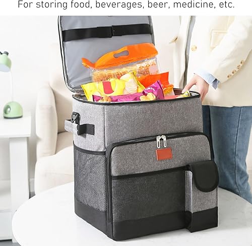 Miniatura 3 de Bolsa enfriadora con ruedas, enfriador con aislamiento rodante de 35 L, gran capacidad, portátil, suave, con ruedas, carrito enfriador a prueba de