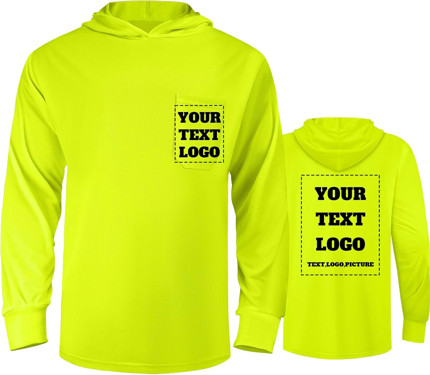 High Visibility Shirts Custom Work Shirts for Men Hi Vis Safety T Long Sleeve Construction Hoodie