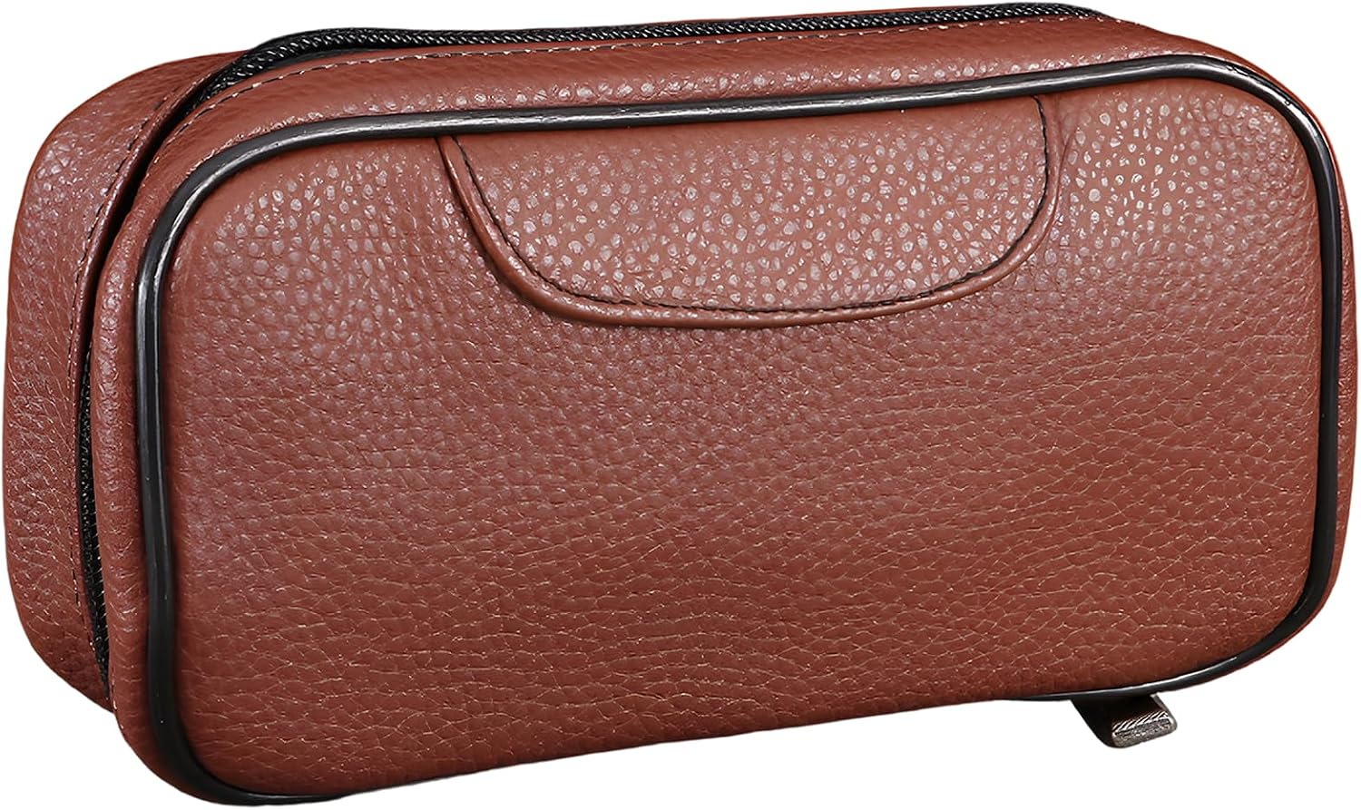 Tobacco Pipe Pouch in Pu Leather with Two Slots, Brown, 7.5 X 2.2 X 3.8 in / 19 X 5.5 X 9.5 Cm