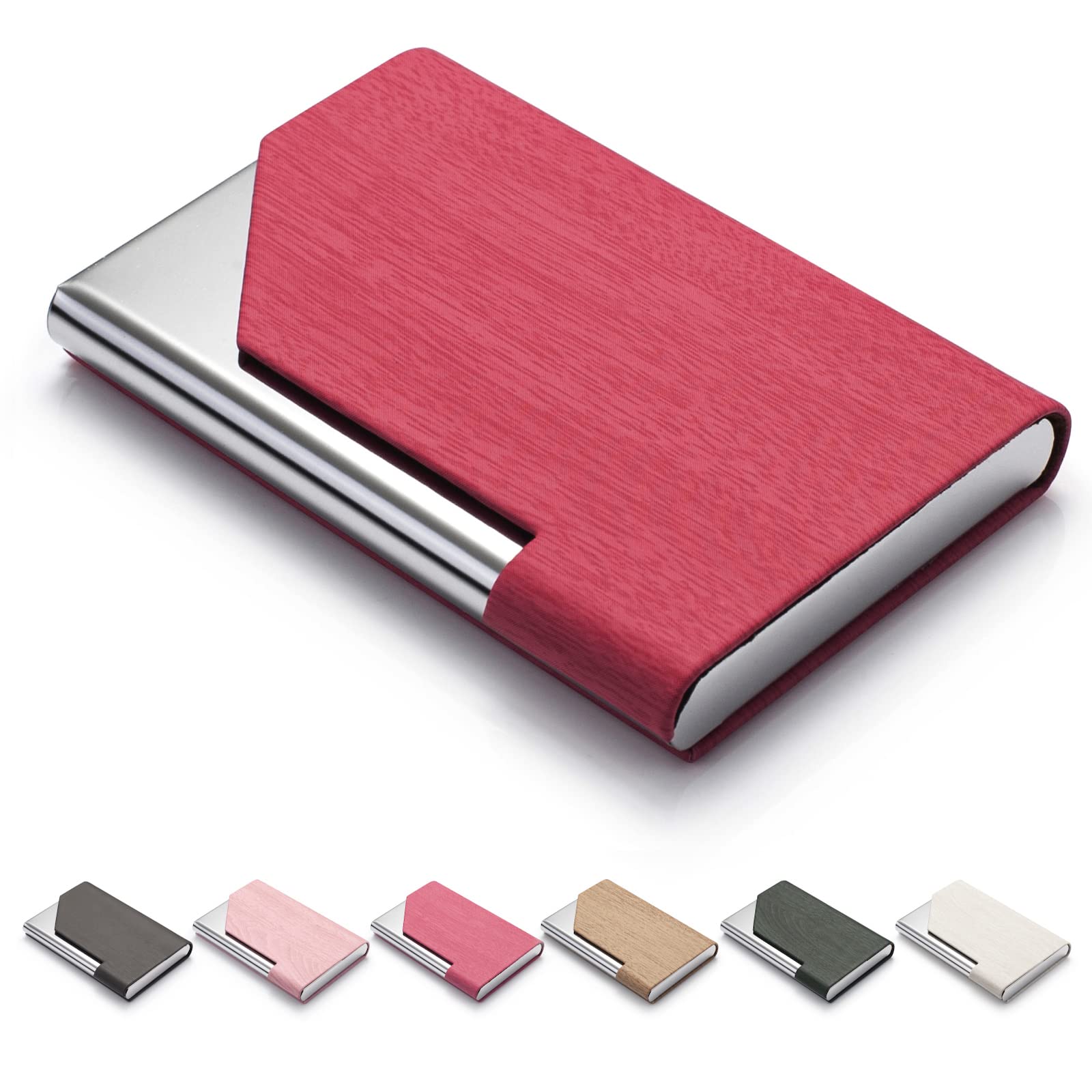 FACATH Business Card Holder for Women and Men, Business Card Case - PU Leather Business Card Case Credit Card ID Case/Wallet Pocket Business Name Card Holder with Magnetic Shut - Keep Cards Secure