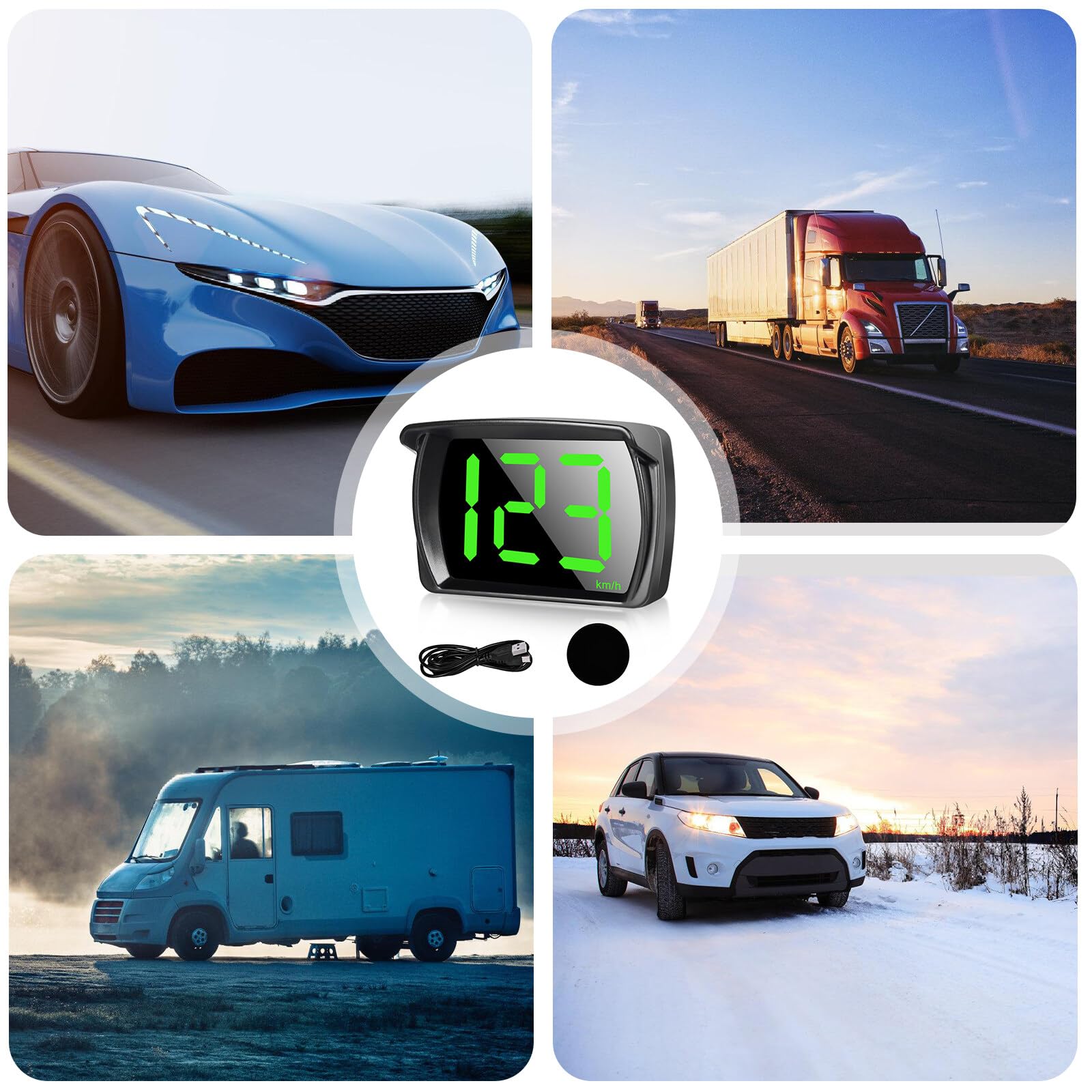 Head Up Display Auto HUD: Tachimetro Digitale per Auto Tachimetro Universale Auto Head Up Display con GPS + Beidou Dual Chip per tutte le Auto, USB Plug and Play, KMH, Tachimetro HUD per Auto