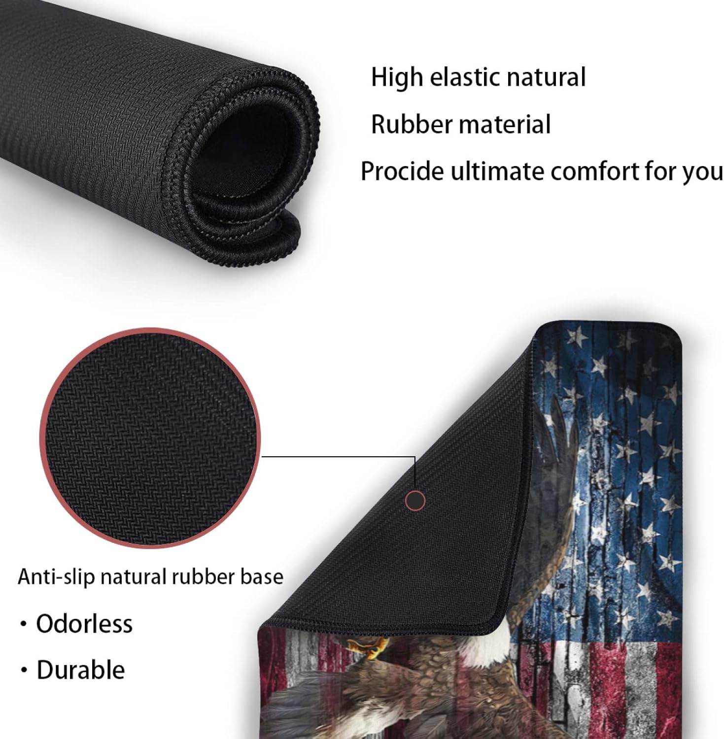 Desk Mat,American Flag Eagle Spreads Wings Gaming Mouse Pad,XXL Extended Mouse Pad Mat for Office,Computer,Keyboard with Non-Slip Base Stitched Eges Mousepad 35''×15.7''×0.12'' - Image 8