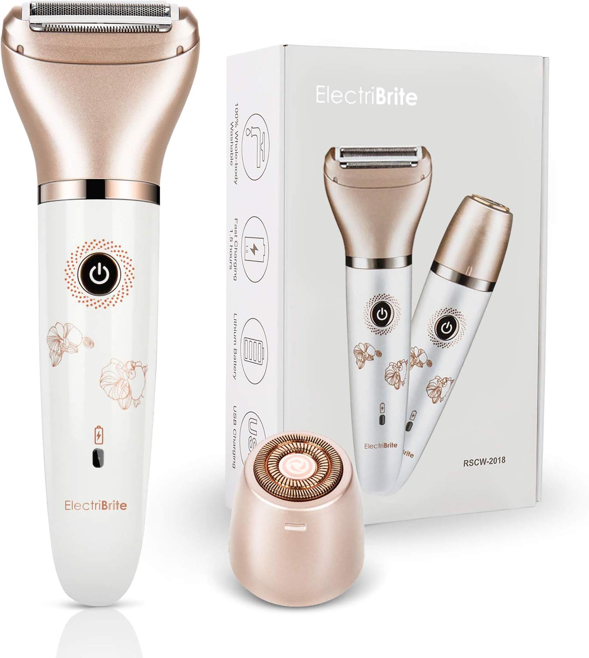 Electric Remover for Women - Painless Lady Shaver 2-in-1 Women Body Hair Removal Electric Razor for Face, Legs, Underarms and Bikini, Wet and Dry Cordless Waterproof Hair Shaver - Micro USB Recharge