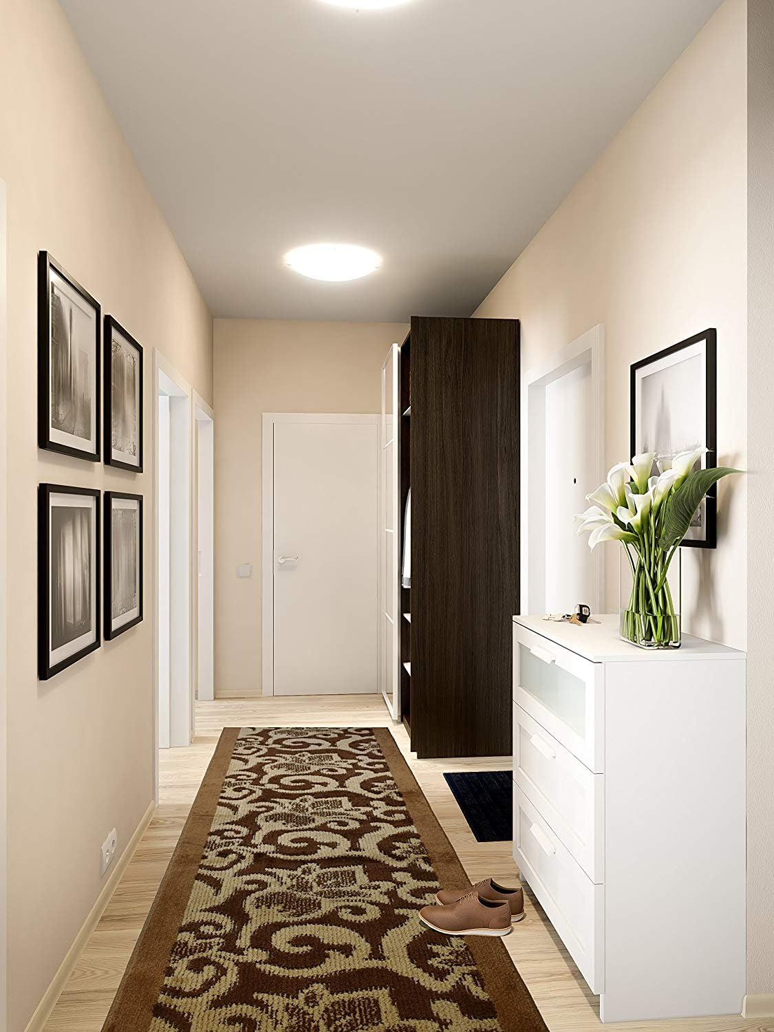 Custom Cut Hallway Runner Rug, Slip Resistant, 31 Inch Wide X Your Choice of Length, Lily Brown, 31 Inch X 10 feet