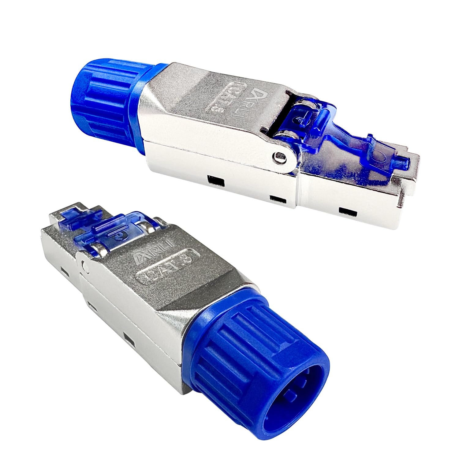 ARLI Cavo di rete CAT 7 da 100 m duplex + 10 connettori di rete RJ45 CAT8.1 senza attrezzi, senza attrezzi, cavo LAN, senza alogeno, cavo di installazione cat7 Twin cavo di rete schermato