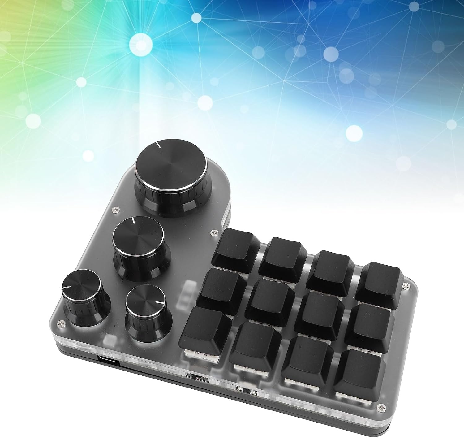 USB Macro Mechanical Gaming Keyboard, 12 Keys 4 Knobs Bluetooth Wired Dual Mode, Custom Macro Programming, Hot Swappable Red Switch