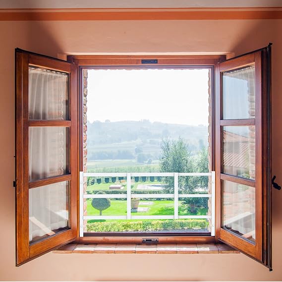 Fixed Window Safety Guard for Children Child Kids 19”x 38” Adjustable Width Prevents Accidental Falls, Non-Egress, Tamper Resistant Screws Included, White, Single Pack